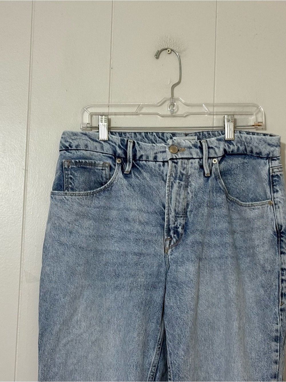 Good American Good Heritage Straight Boyfriend Jeans Distressed Blue 10/30 - Picture 4 of 8